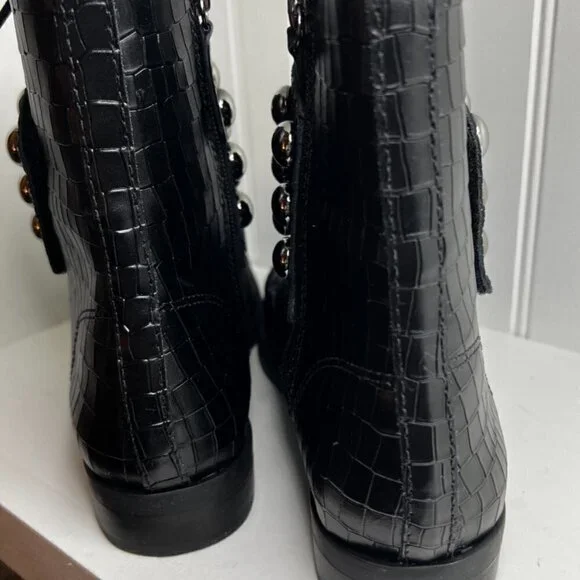 Schutz Womens Marieta Leather Embellished Ankle Boots Size 8.5